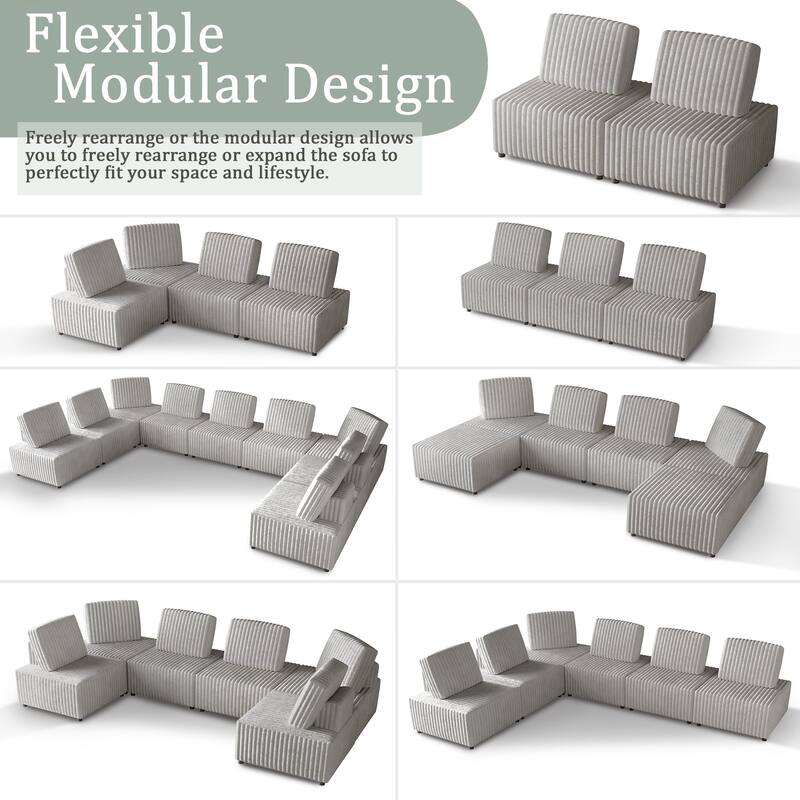 CraftPorch Luxurious Velvet Upholstered 6 Pieces Modular Set