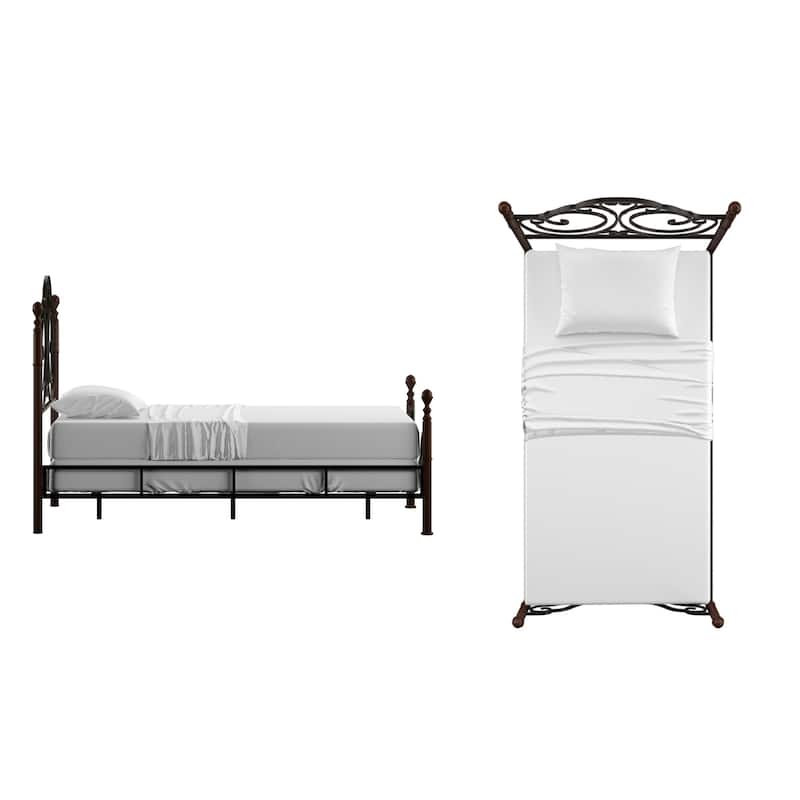 Cesky Graceful Scroll Bronze Metal Bed