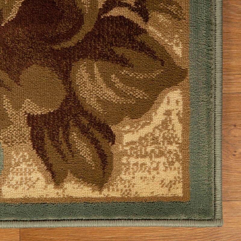 Superior Traditional Floral Border Power-Loomed Indoor Area Rug