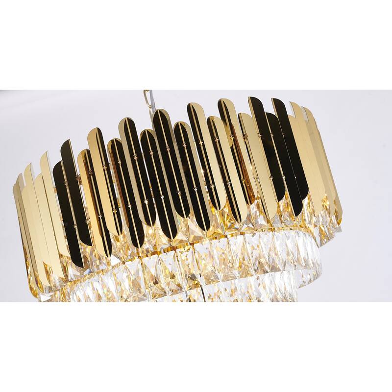 Transitional 15-Light Gold Crystal Chandelier