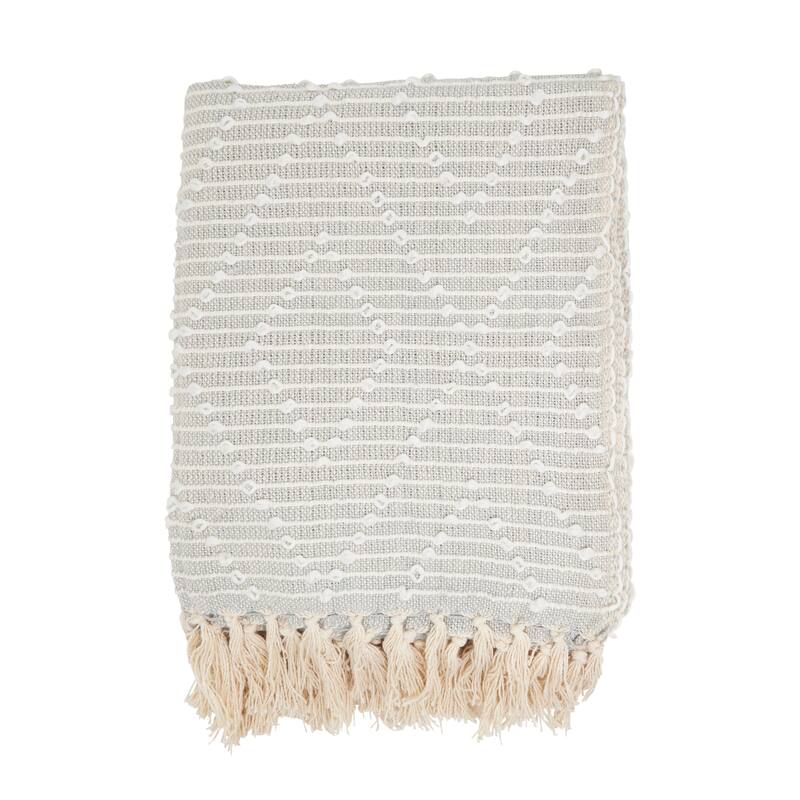 Woven Throw Blanket With Diamond Design - Grey