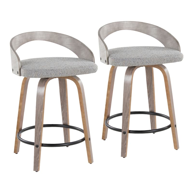 Carson Carrington Stavanger 24" Fixed-Height Counter Stool with Bent Wood Legs & Round Footrest (Set of 2)