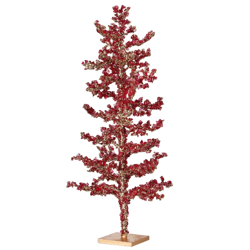24" Metallic Crushed Ice Tree With Stand
