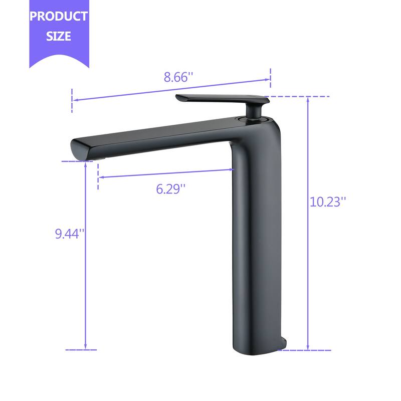 PROOX High Arc Bathroom Vessel Faucet Lever Single Handle