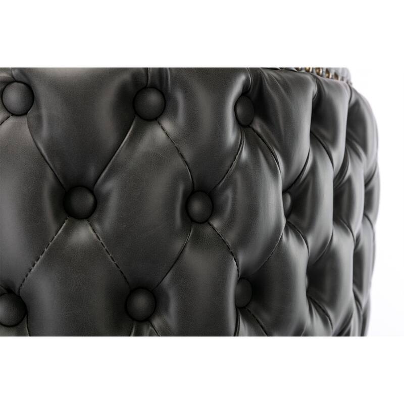 GDF Studio - Riveton Modern PU Upholstered Swivel Bar Stools with Adjustable Height and Tufted Back, Chrome Base (Set of 2)