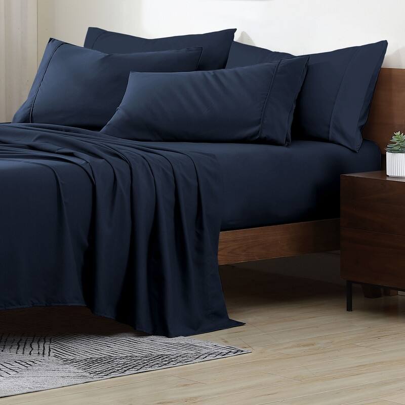 Swift Home Premium Ultra Soft Microfiber 6-Piece Sheet Set with Extra Pillowcases - Twin - Navy