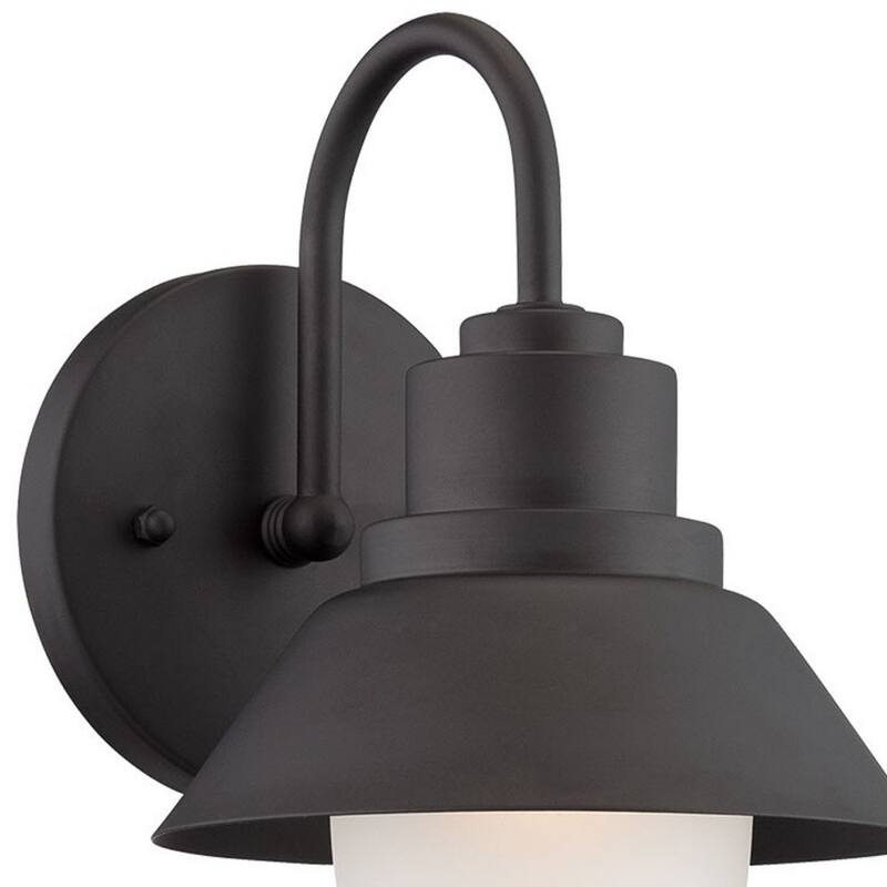 Steel Outdoor Wall Light with Frosted Glass Hardwired LED - 7.5” x 6” x 9” (D x W x H)