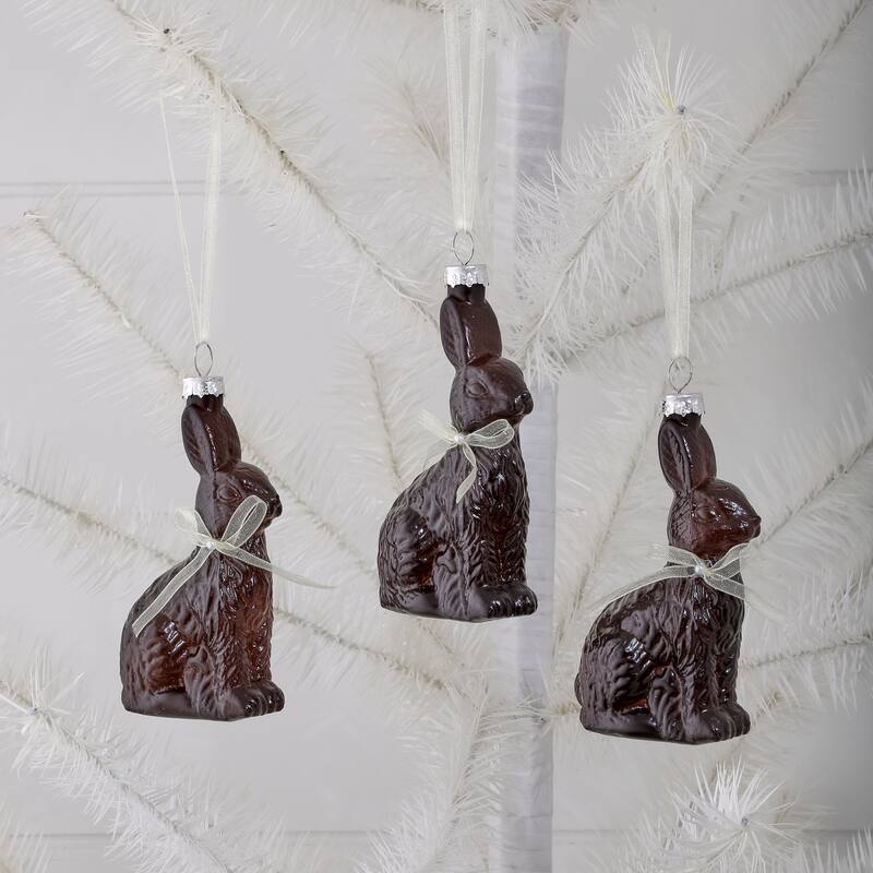 4" Glass Chocolate Bunny Ornament Box