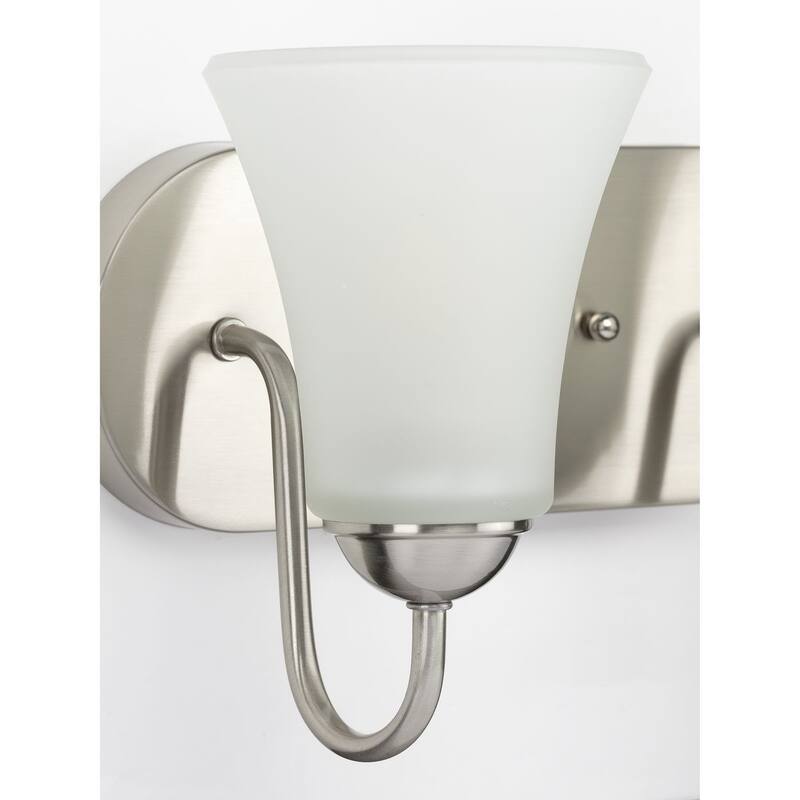 Classic Collection Two-Light Brushed Nickel Etched Glass Traditional Bath Vanity Light - 13 in x 7 in x 7.875 in