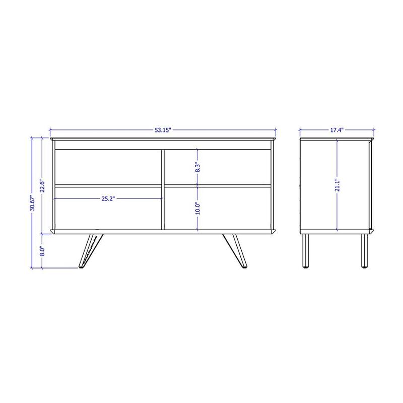 Manhattan Comfort Tudor 53.15 Sideboard with 4 Shelves