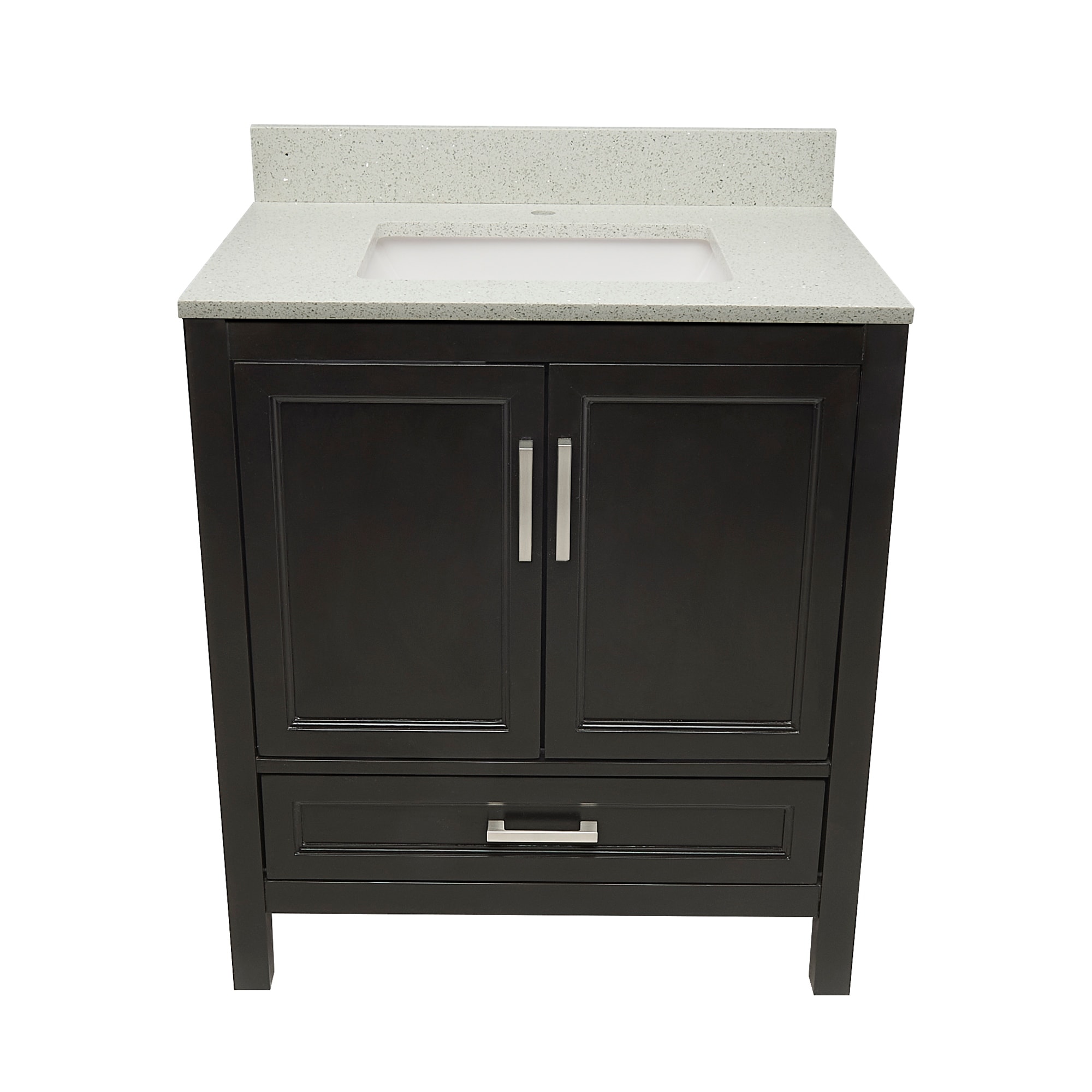 Nevado 31" Bathroom Vanity in Espresso with Quartz Stone Vanity Top Sink w/ Backsplash in Galaxy White Single Hole