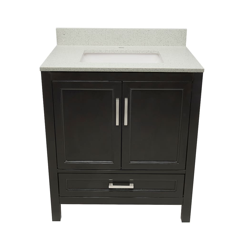 Nevado 37" Bathroom Vanity in Espresso with Quartz Stone Vanity Top Sink w/ Backsplash in Galaxy White Single Hole