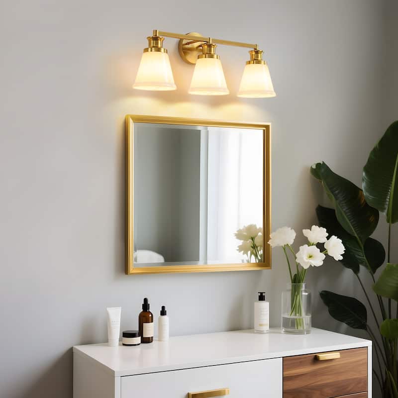 Modern Vanity Lights 3/4 Light Bathroom Dimmable Light Fixture Wall Sconce with Glass Shades