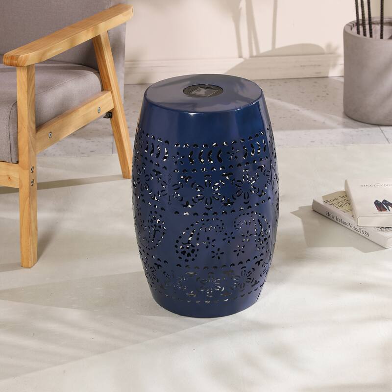 Solar Side Table with Built-in Solar Battery,Stunning Flower Pattern at Night,Eco-Friendly