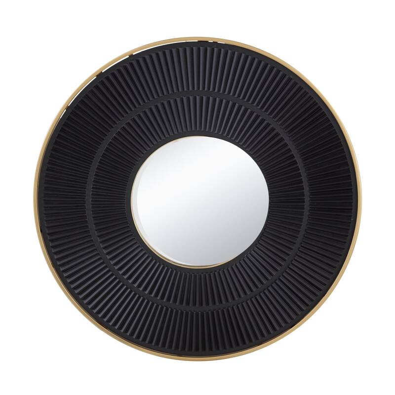 Artistic Style Round Mirror for Living Room - 31.5"x31.5" - Golden Black