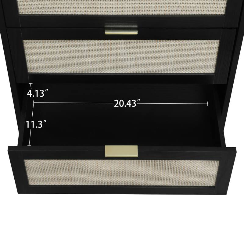 Versatile Three-Drawer Sideboard Buffet with Rattan Design & Pine Legs for Bedroom or Study Storage