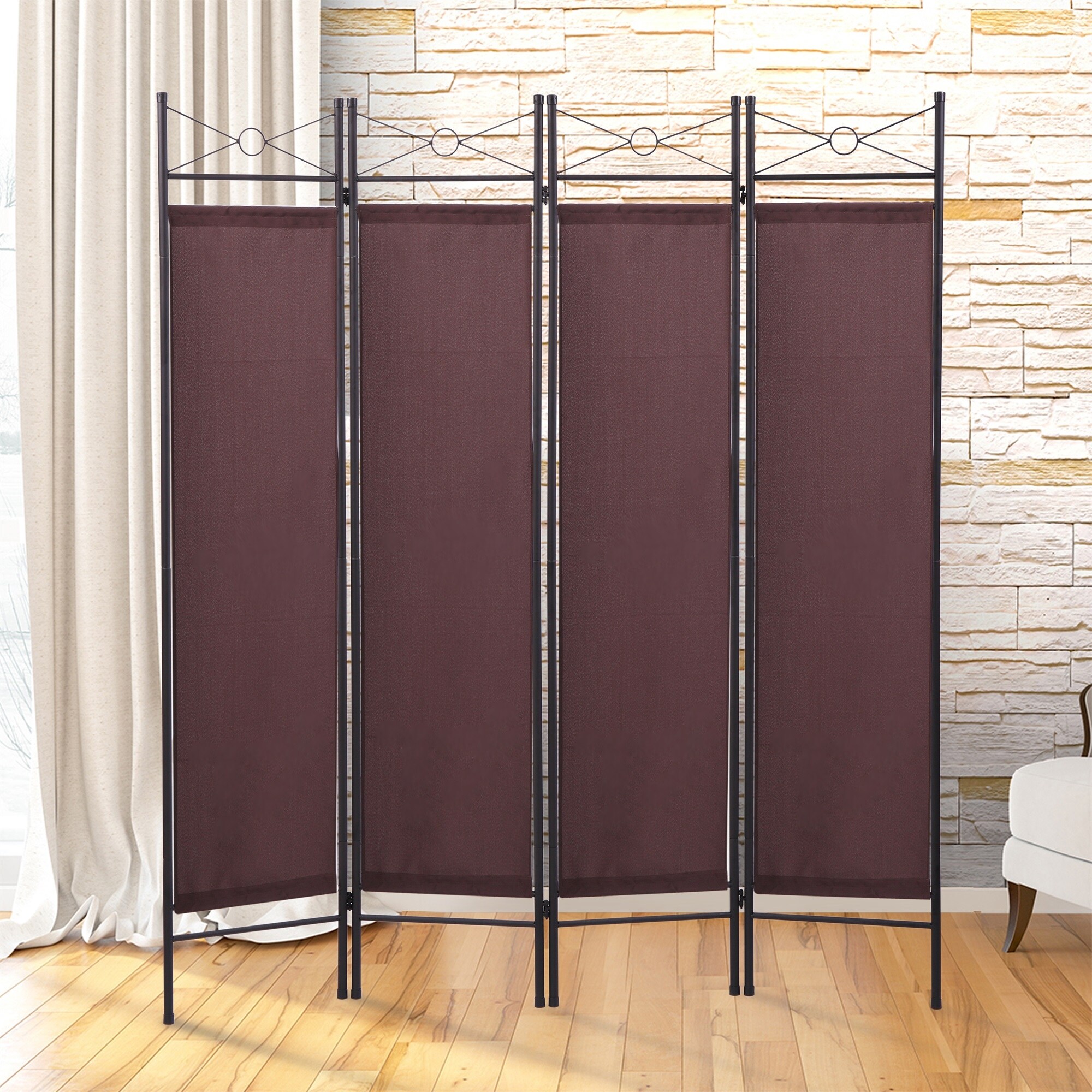 Room Divider Screen 4 Pane Folding Partition Privacy Room Decor Metal Overstock 31706353