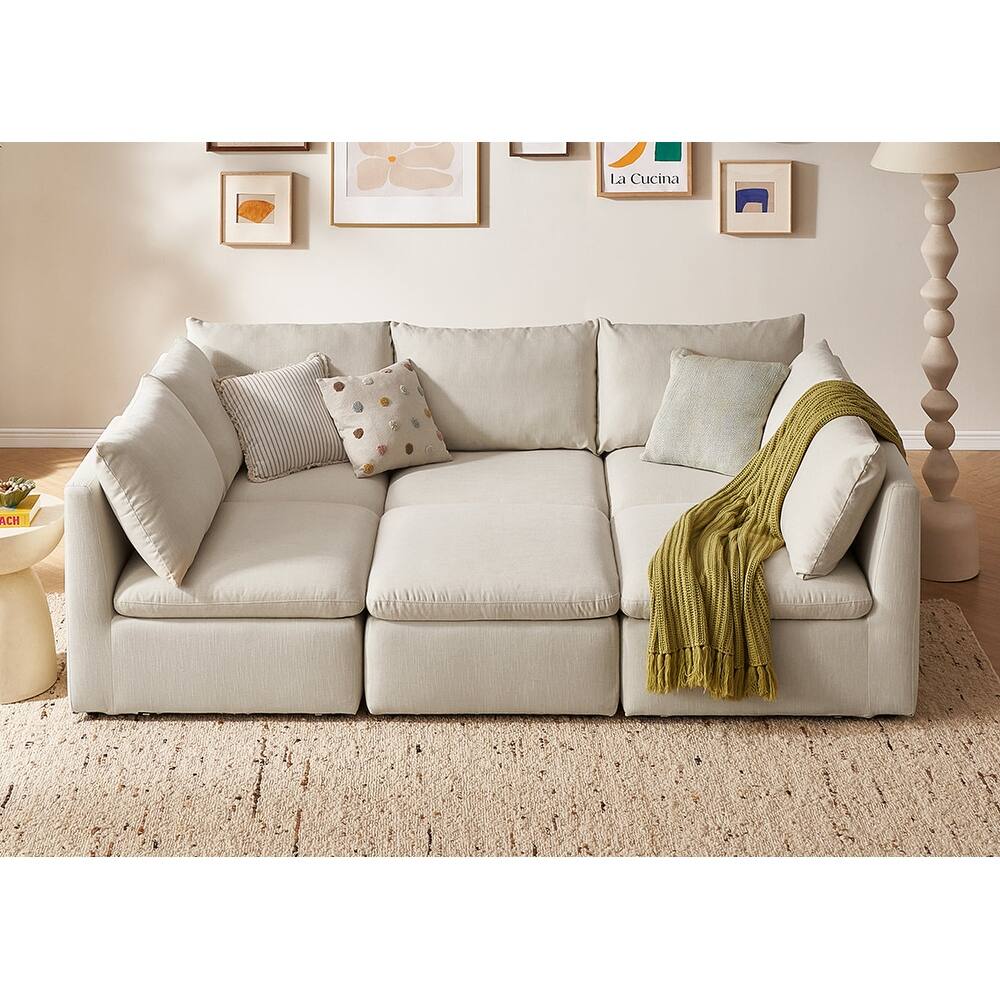 mopio Oversized Modular Sectional Sofa with Fully Removable Covers and Storage (Oat)