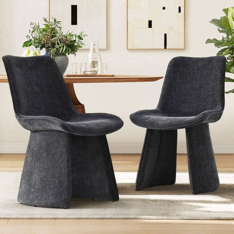 Modern Upholstered Dining Chairs(Set of 2) - Black