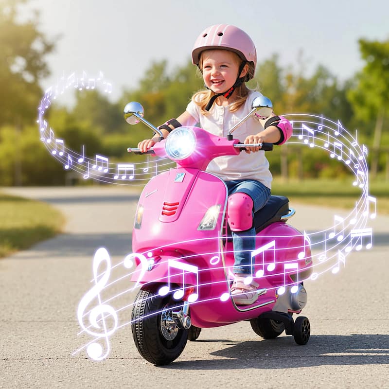 Costway Licensed VESPA 12V Kids Electric Motorcycle with Music Horn - See Details
