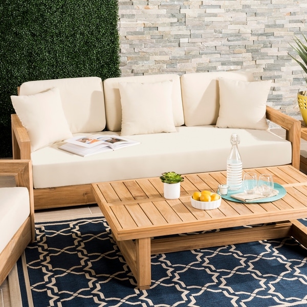 Montford teak patio sofa with cushions online