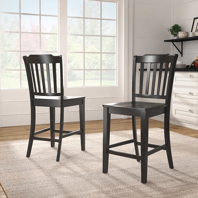 Ronda Slat Back Wood Counter Height Chairs (Set of 2)