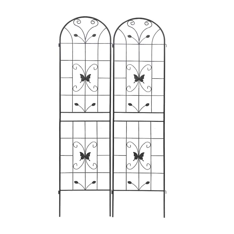 2 Pack Metal Garden Trellis 86.7" x 19.7" Rustproof Trellis for Climbing Plants Outdoor Flower Support Cream