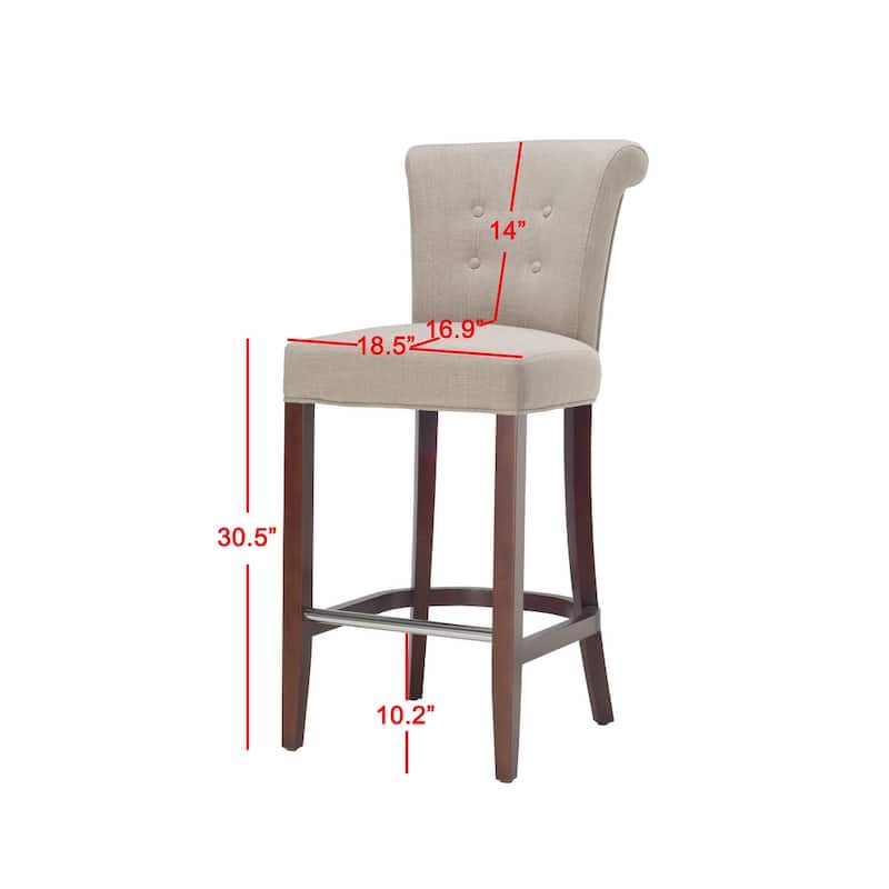 SAFAVIEH Alesia 29.7-inch Curved Back Mahogany Bar Stool - 19.6" x 24.2" x 43.7" - 20Wx24Dx44H