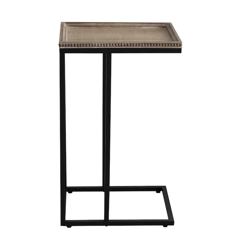 COZAYH Farmhouse C Table End Table, Distressed Beaded Edge Tray Top Side Table