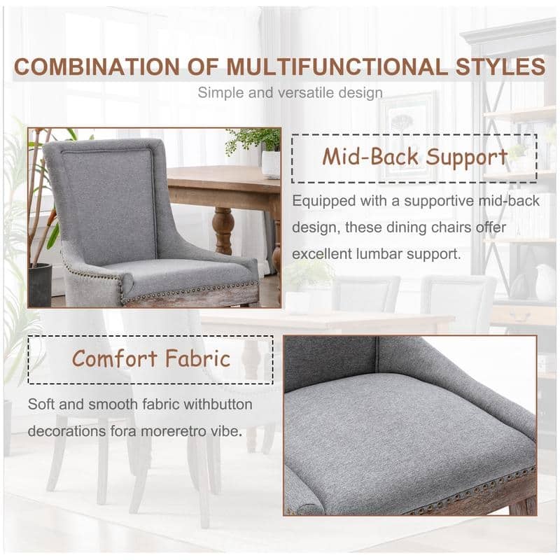 Thickened Side Dining Chair with Solid Wood Legs Set of 6