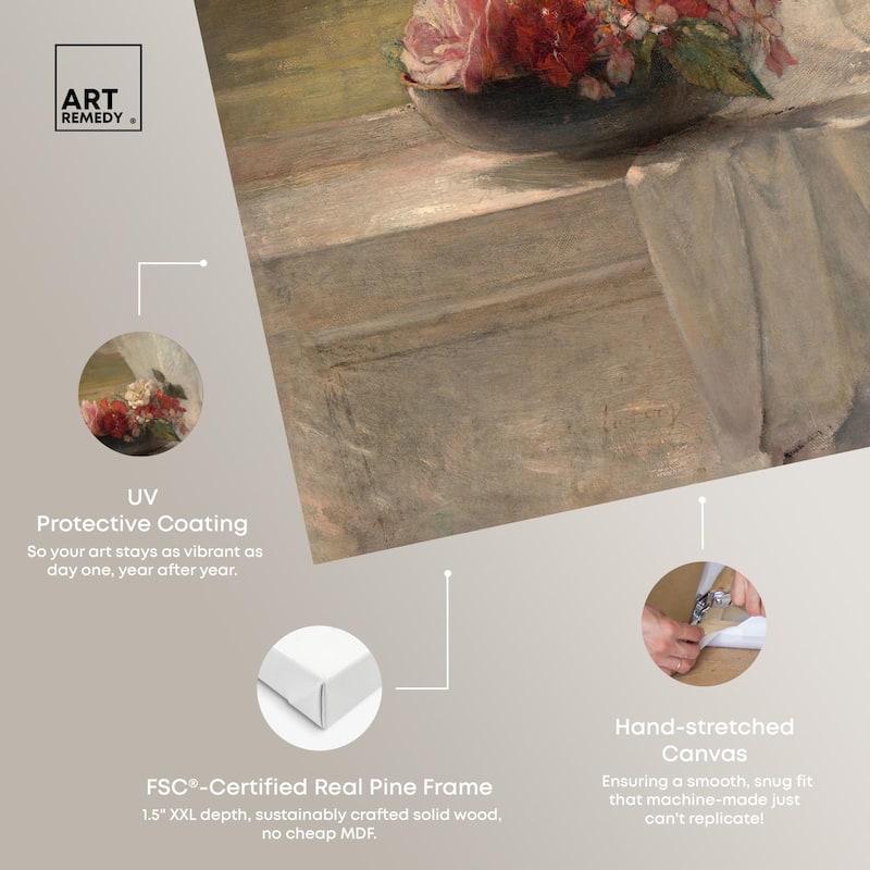 Flowers on a Window Ledge 1861 Canvas by Art Remedy, Gallery Wrapped