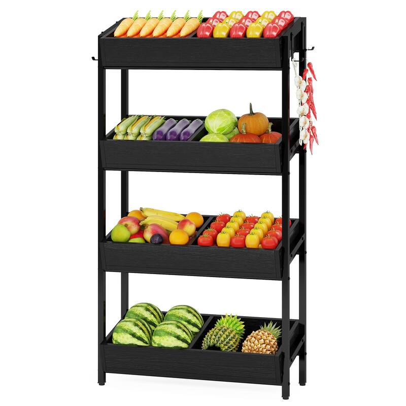 4-Tier Fruit Vegetable Storage Retail Displays Rack Stand for Kitchen Supermarket