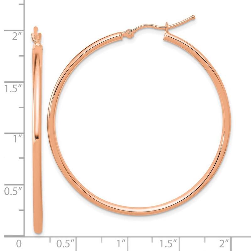 Curata 14k Rose Gold Polished Hoop Earrings - 45x45mm