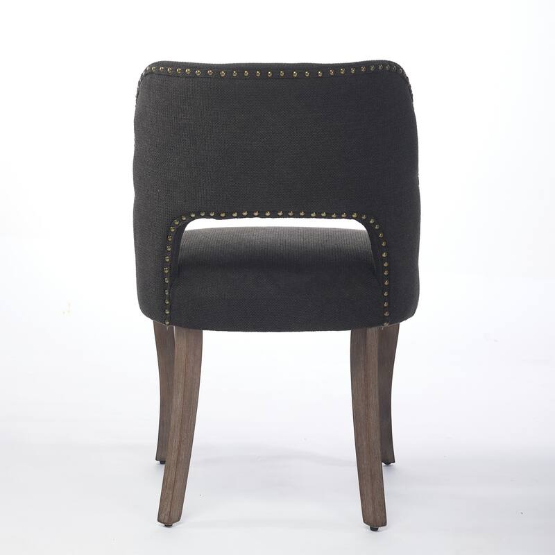 Roomfitters Upholstered Dining Chairs Set of 2, Fabric Kitchen Chairs with Curved Wood Legs