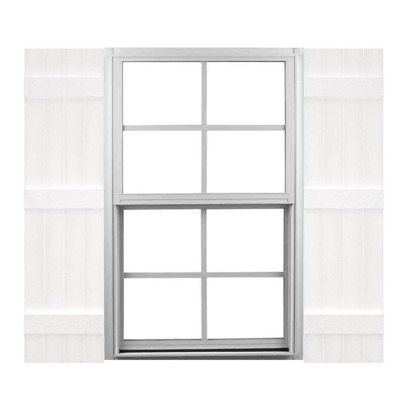 Mid-America Vinyl, Standard Size Four Board Joined Shutters - 14"W x 55"H - 117 - Bright White