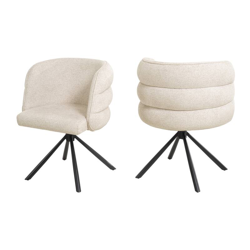 270°Swivel Modern Upholstered Dining Chairs with Metal Base (Set of 2)
