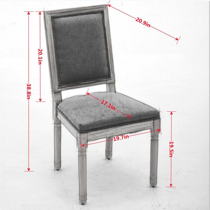 Chairs Set of 2, Louis Dining Chairs with Square Backrest and Exquisitely Carved Solid Wood Frame for Living Room, Kitchen