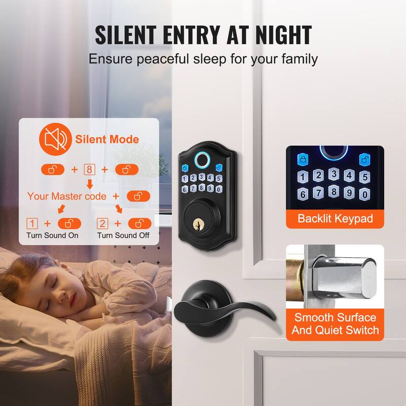 Fingerprint Door Lock for Front Door, Electronic Keypad Deadbolt with 300 Users
