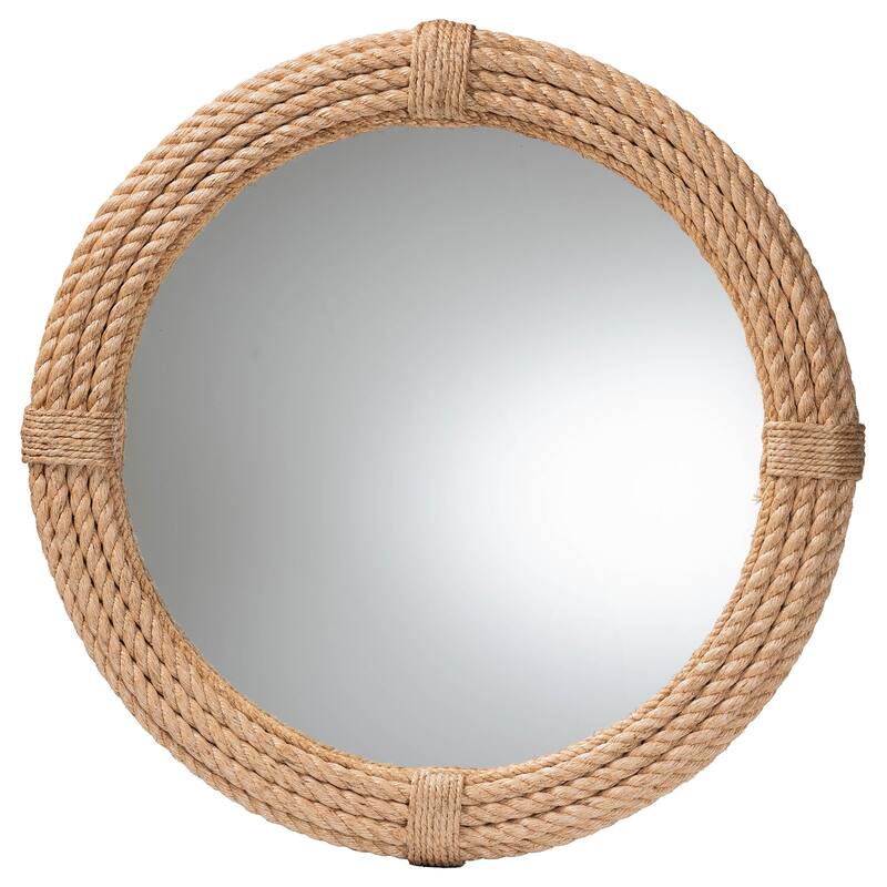Manila Bohemian Woven Rope Accent Wall Mirror - Natural - Natural