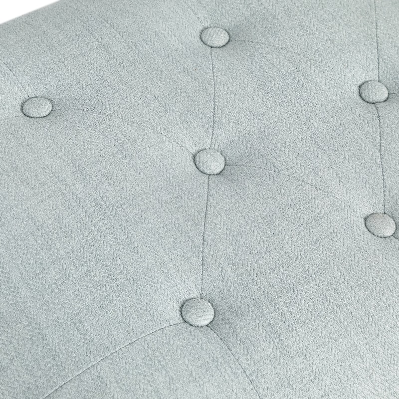 Adeco Norsup Grey Blended Linen Storage Ottoman Footstool