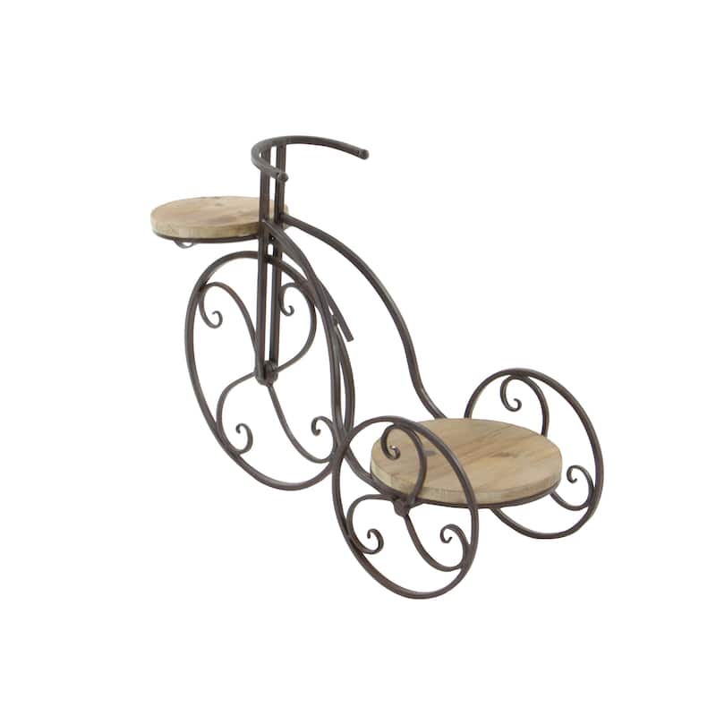 Brown Metal Indoor Outdoor 2 Tier Bike Indoor Outdoor Plantstand - 25 x 10 x 19