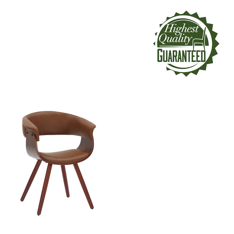 Porthos Home Zelda Faux Leather Mid-Century Dining Chair with Wooden Legs
