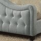 preview thumbnail 8 of 13, Moser Bay Olivia Linen Waved Top Upholstery Button-tufted Panel Bed with Tall Footboard