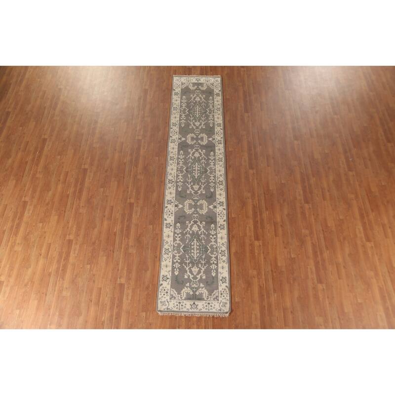 Oushak Oriental Runner Rug Hand-Knotted Wool Carpet - 2'7"x 11'8"
