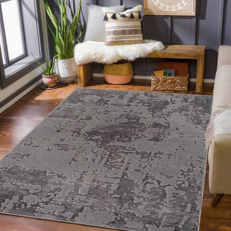 Lana Collection Transitional Gray Geometric Area Rug