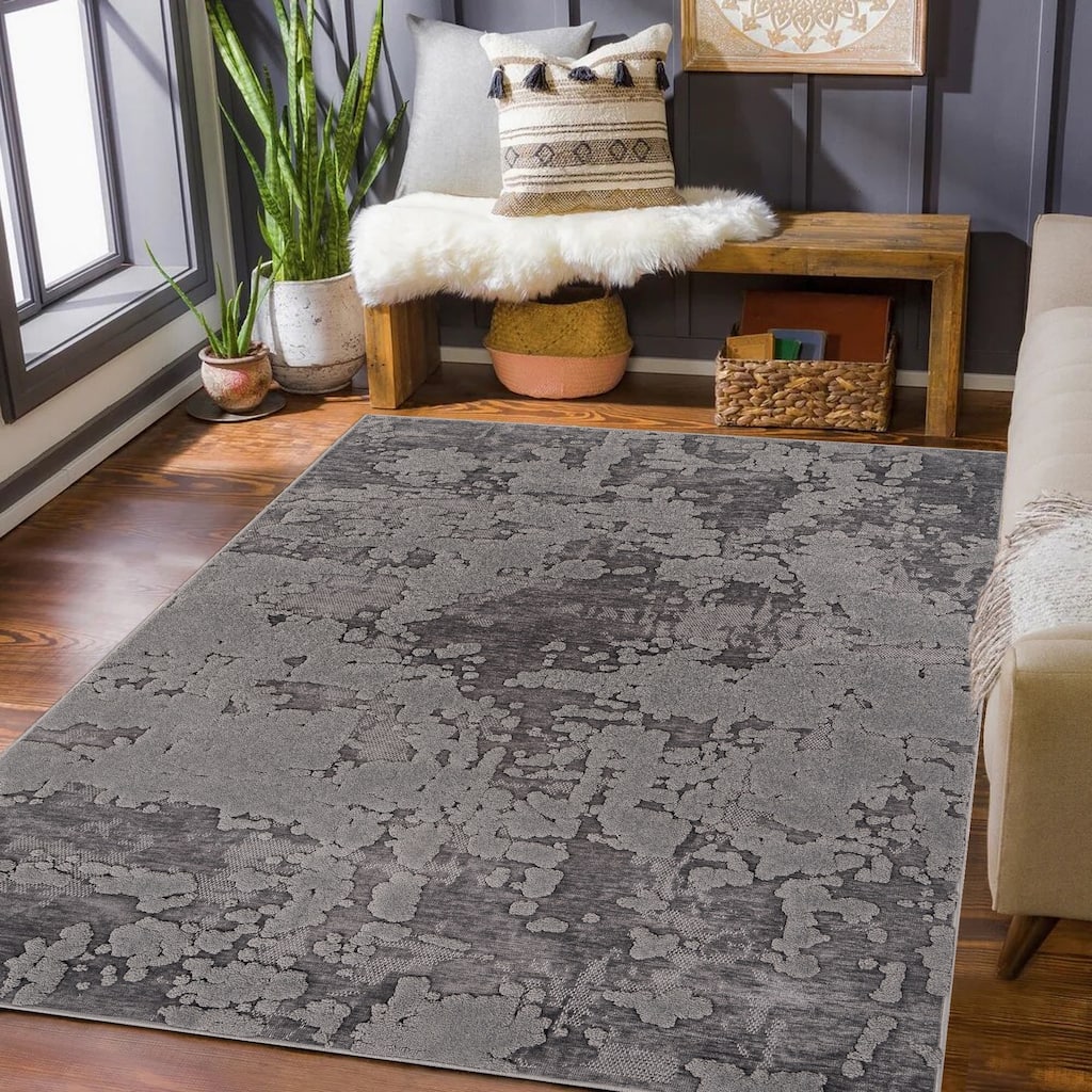 Lana Collection Transitional Gray Geometric Area Rug