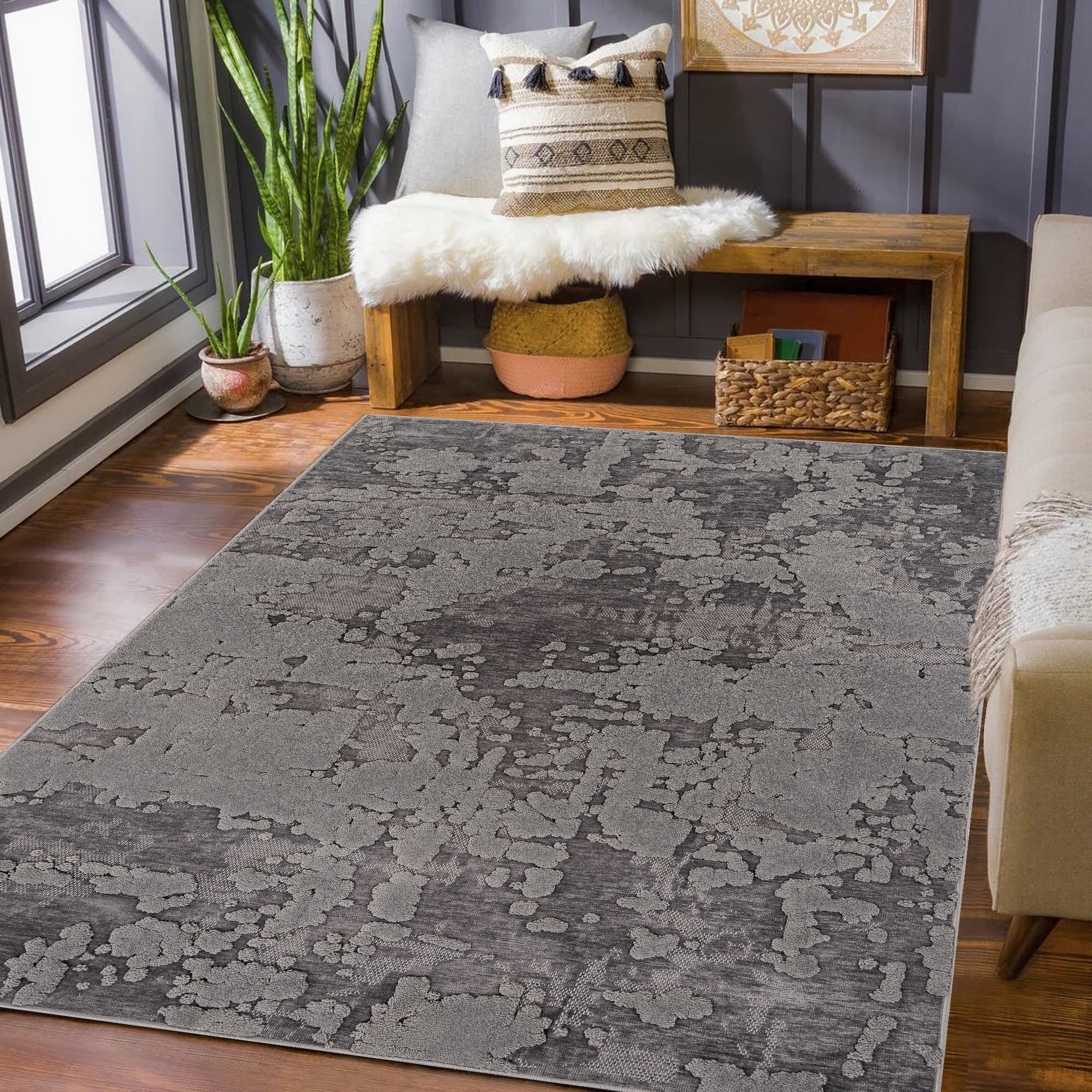 MDA Rugs Lana Collection Transitional Gray Geometric Area Rug