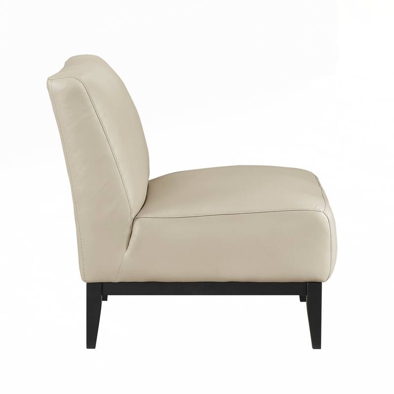 Upholstered Accent Chair Cushion Seat Back with Solid Wood Leg