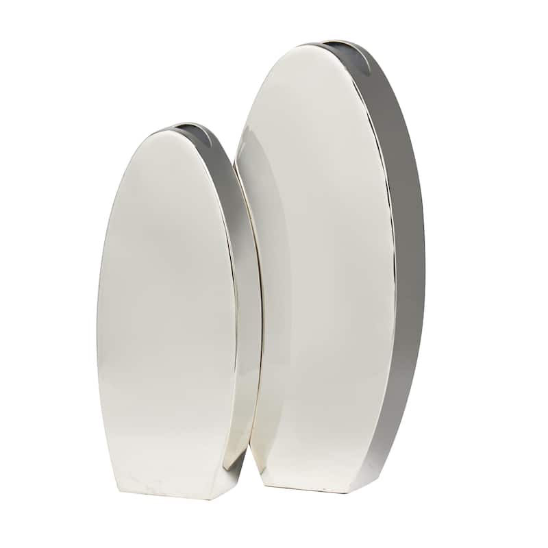 Stainless Steel Metal Decorative Vase with a Sleek Mirror Finish - Set of 2 Silver - Roche River Decor