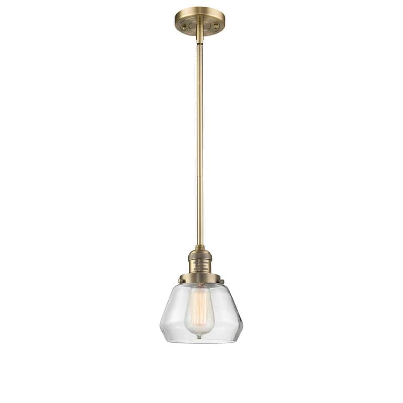 Innovations Lighting Fulton Single Light 7" Wide Mini Pendant with - Brushed Brass / Clear